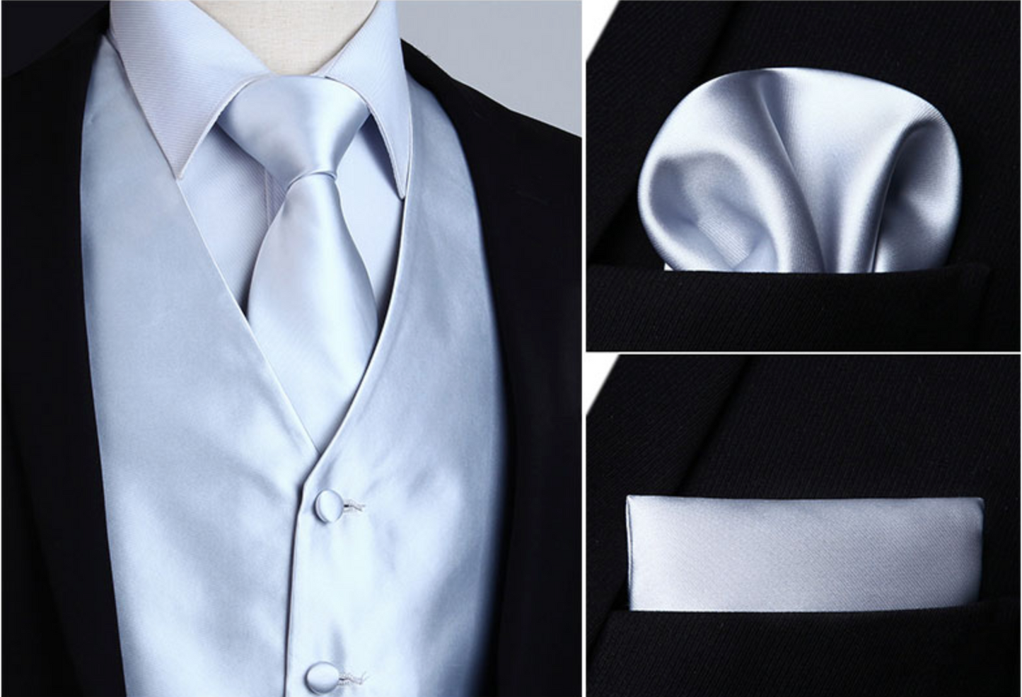 Light Silver Vest Set vest    - Sophisticated Gentlemen