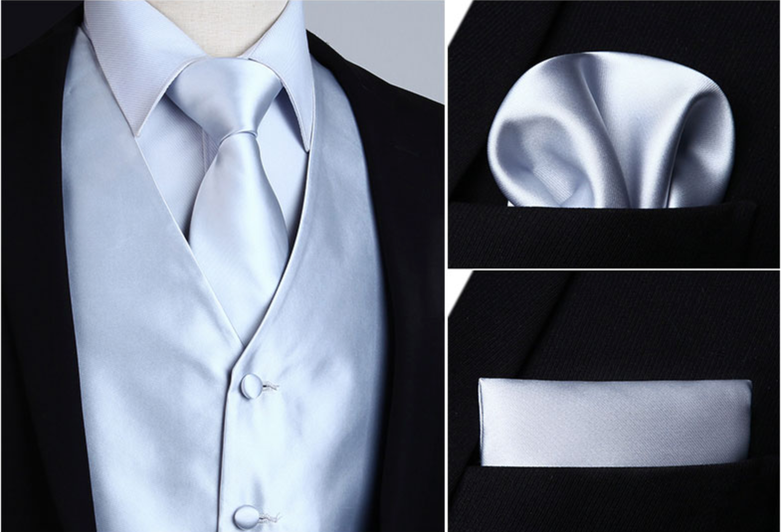 Light Silver Vest Set vest    - Sophisticated Gentlemen