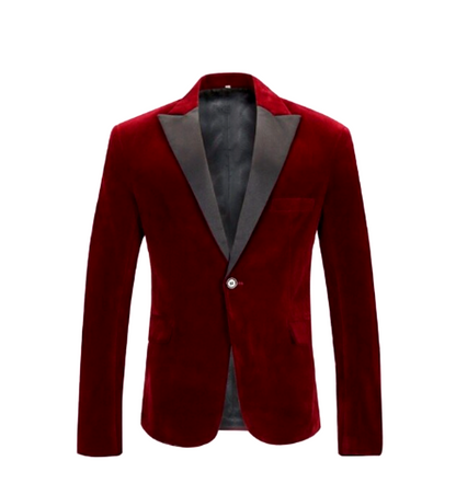 Red Velvet Tuxedo Jacket tuxedo    - Sophisticated Gentlemen