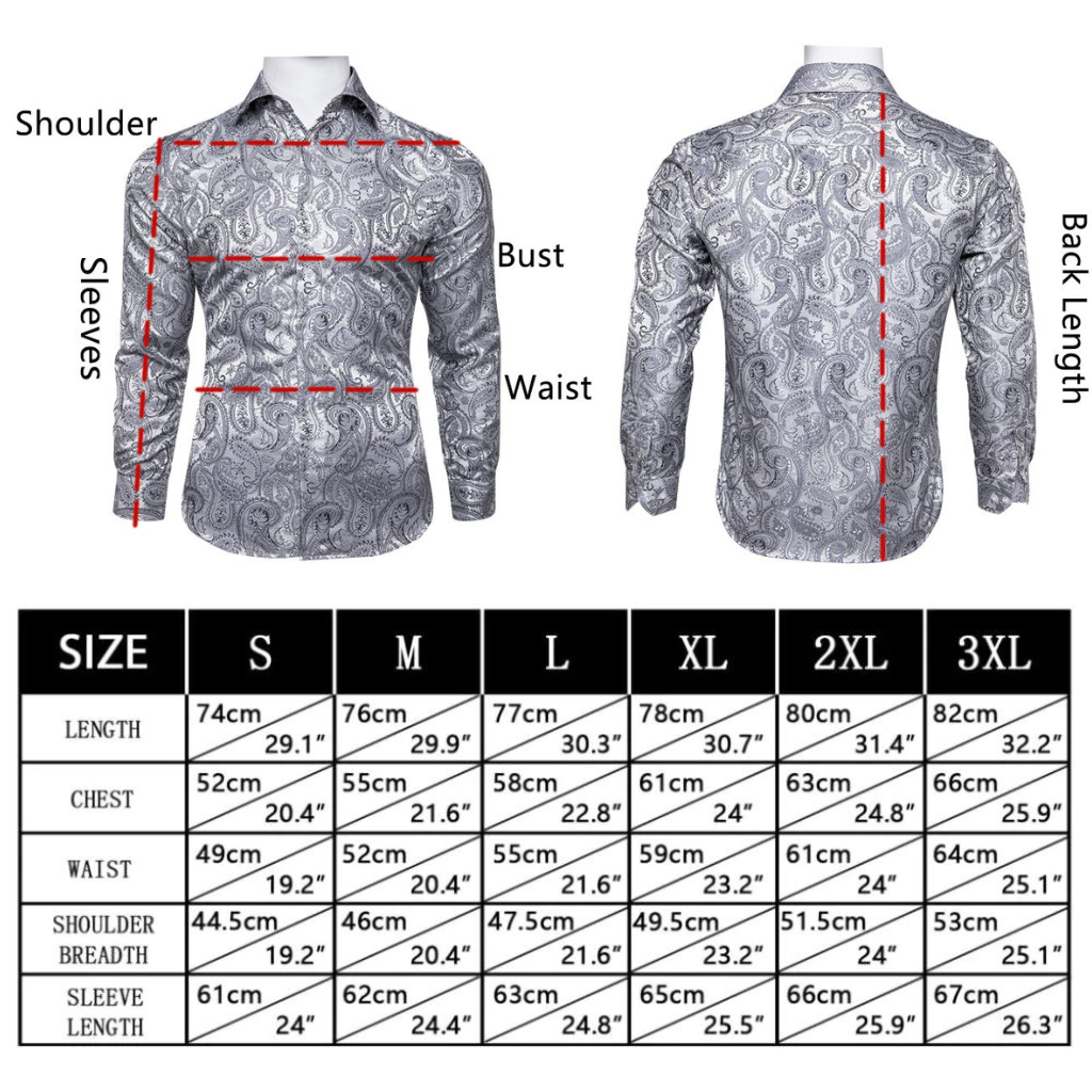 Silver Paisley Dress Shirt shirt    - Sophisticated Gentlemen