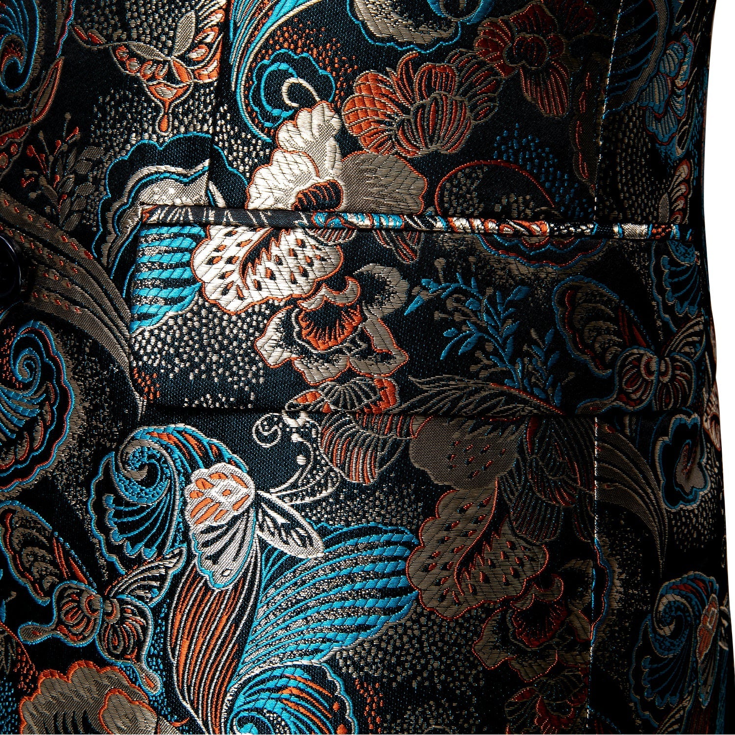 Floral Blue & Gold Double Breasted Tuxedo Jacket tuxedo    - Sophisticated Gentlemen