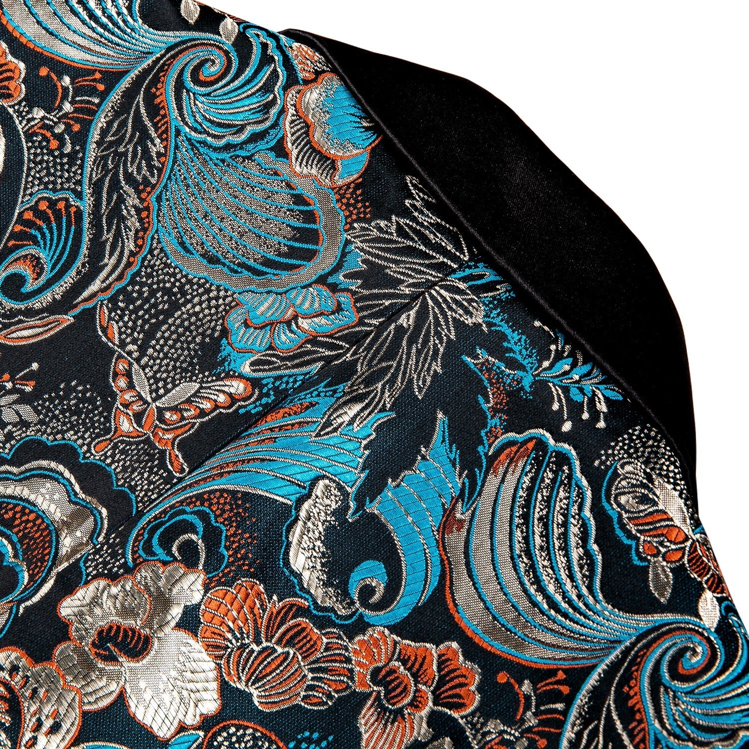 Floral Blue & Gold Double Breasted Tuxedo Jacket tuxedo    - Sophisticated Gentlemen