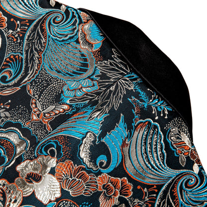 Floral Blue & Gold Double Breasted Tuxedo Jacket tuxedo    - Sophisticated Gentlemen