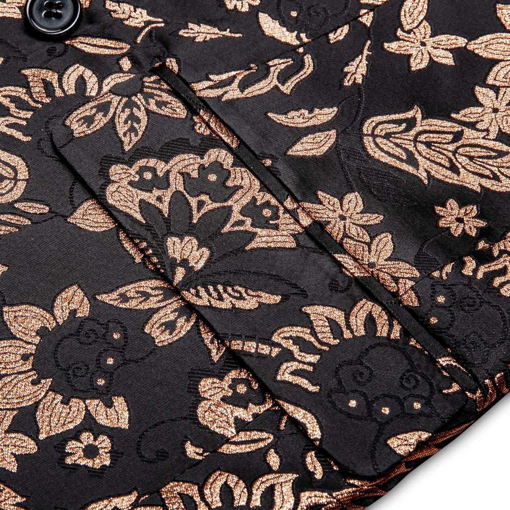 Floral Black & Brown Double Breasted Tuxedo Jacket tuxedo    - Sophisticated Gentlemen