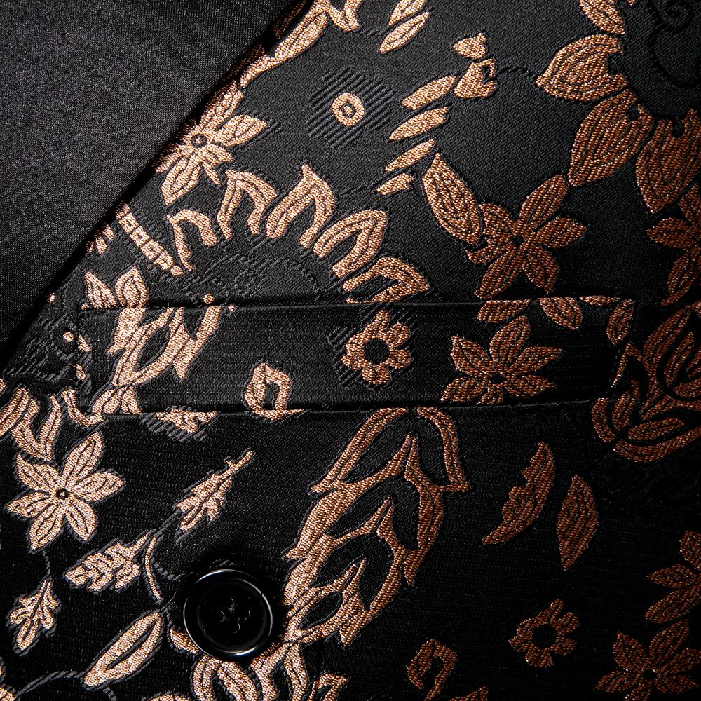 Floral Black & Brown Double Breasted Tuxedo Jacket tuxedo    - Sophisticated Gentlemen