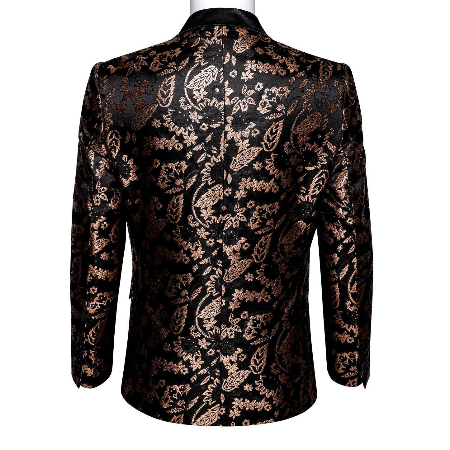 Floral Black & Brown Double Breasted Tuxedo Jacket tuxedo    - Sophisticated Gentlemen