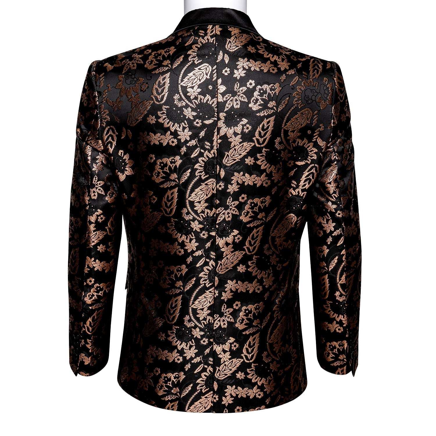 Floral Black & Brown Double Breasted Tuxedo Jacket tuxedo    - Sophisticated Gentlemen