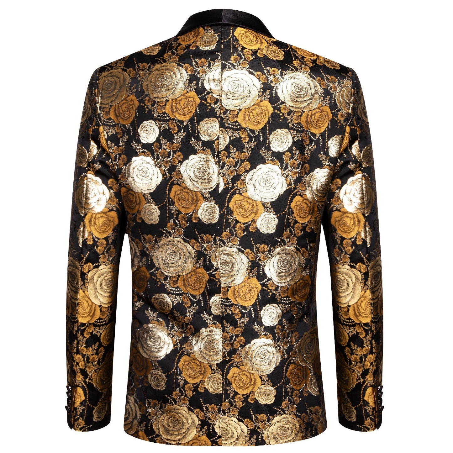 Floral Black & Gold Tuxedo Jacket - SOPHGENT