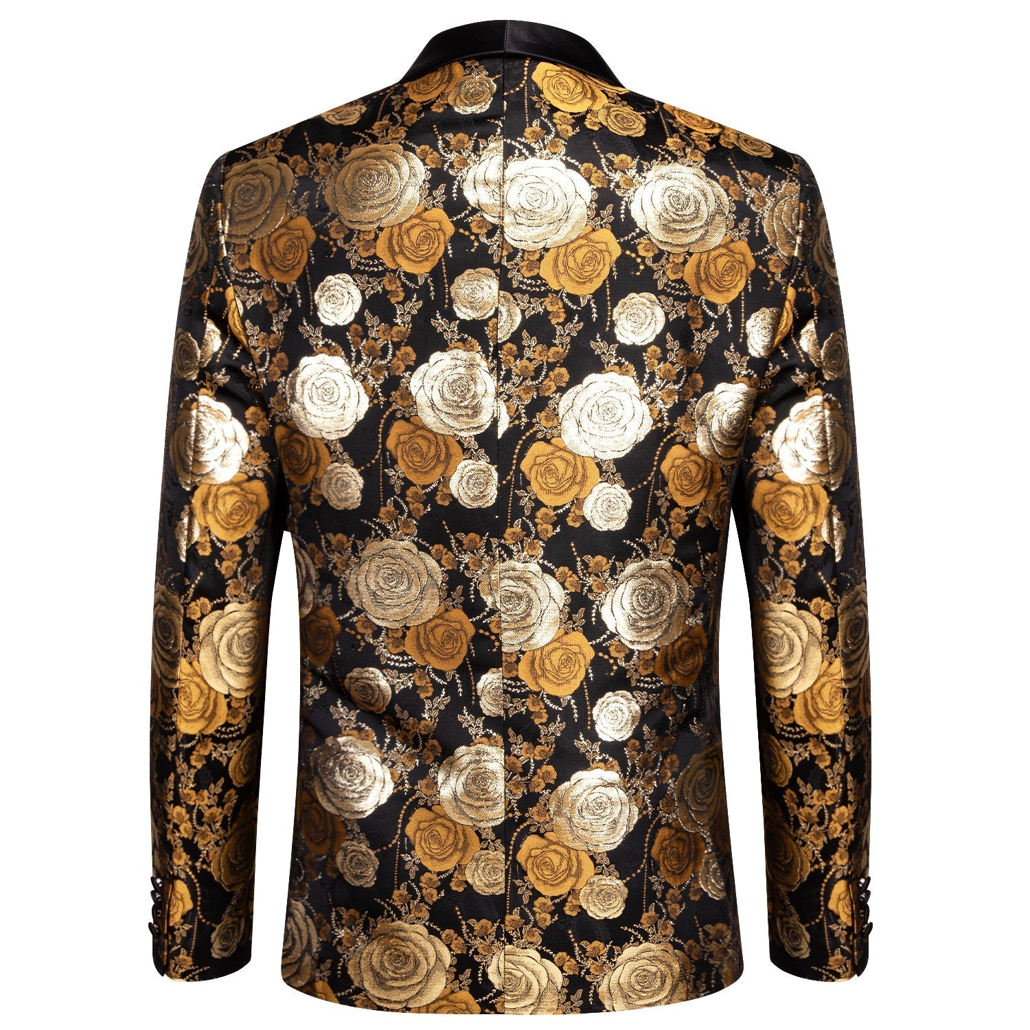 Floral Black & Gold Tuxedo Jacket - SOPHGENT