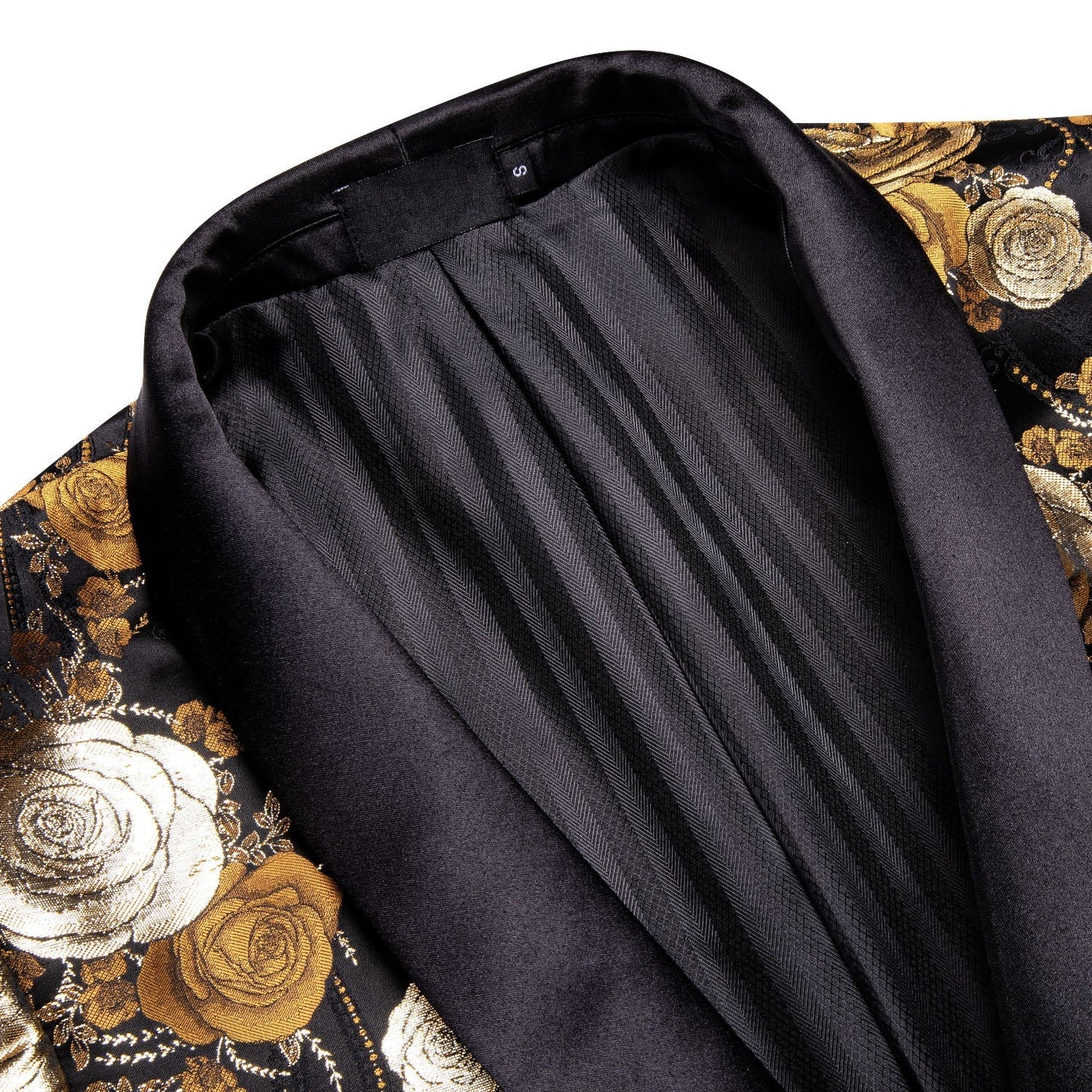 Floral Black & Gold Tuxedo Jacket - SOPHGENT