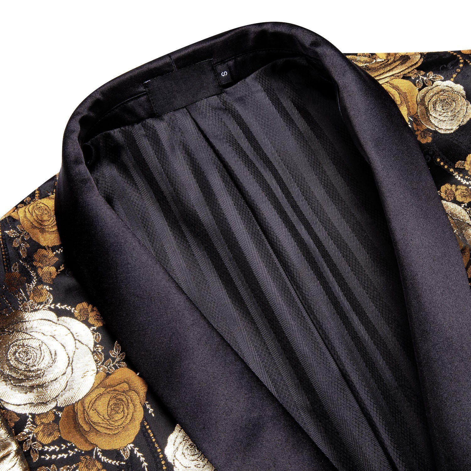 Floral Black & Gold Tuxedo Jacket - SOPHGENT