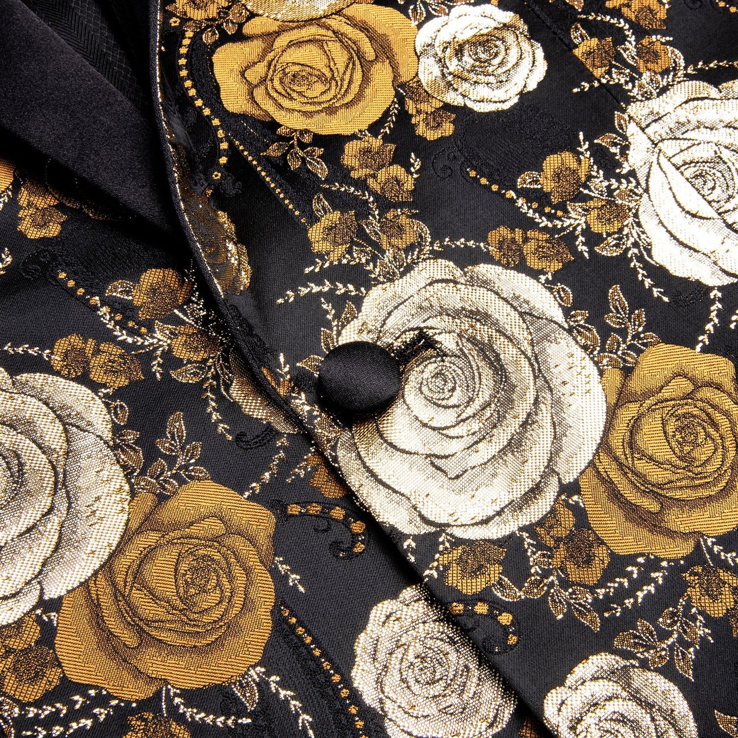 Floral Black & Gold Tuxedo Jacket - SOPHGENT