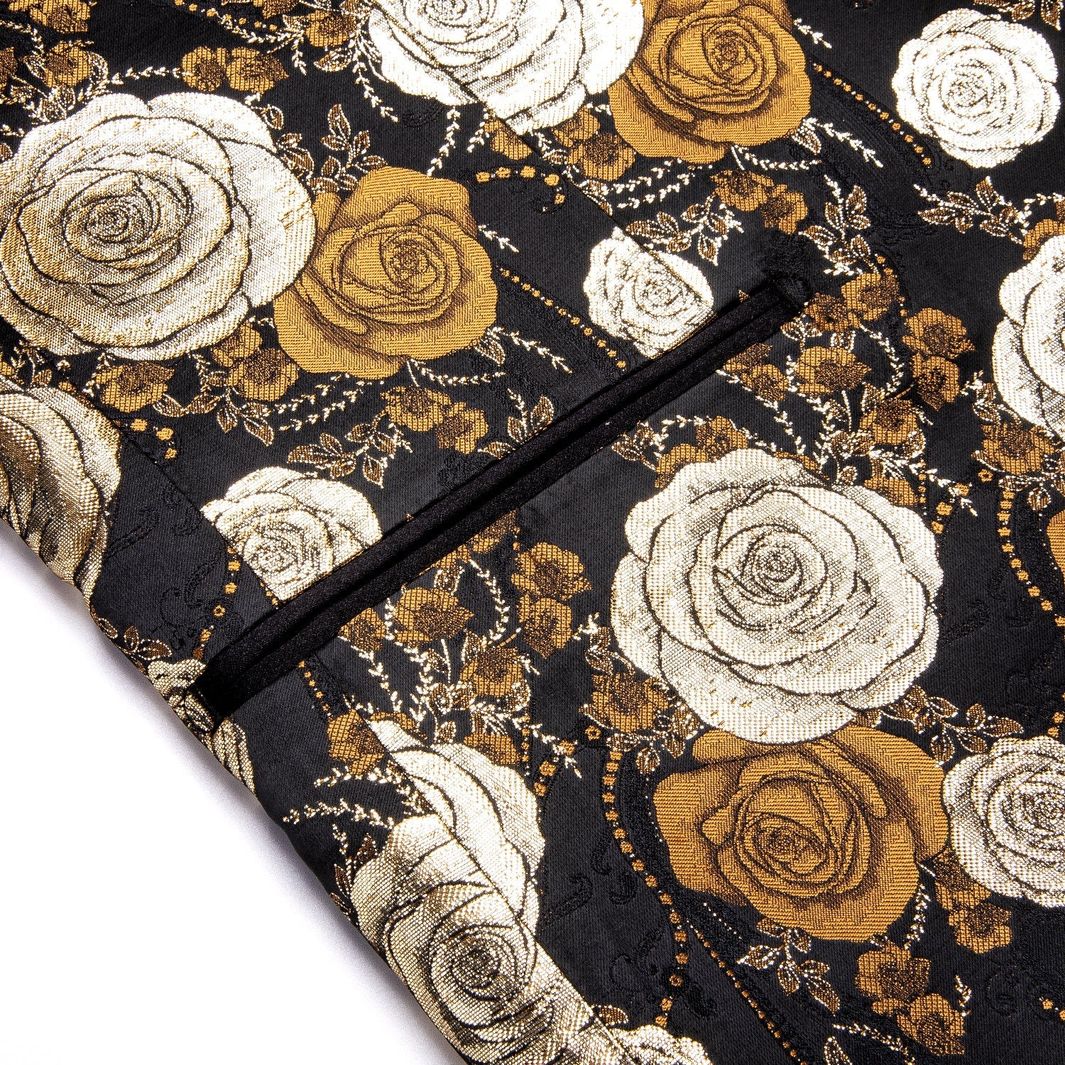 Floral Black & Gold Tuxedo Jacket - SOPHGENT