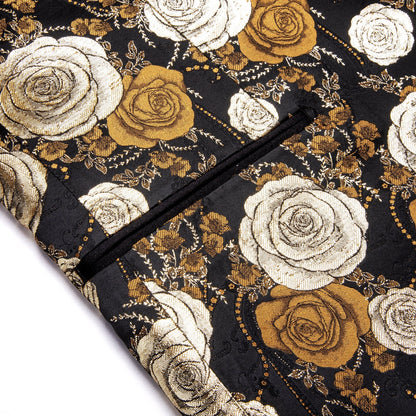 Floral Black & Gold Tuxedo Jacket - SOPHGENT
