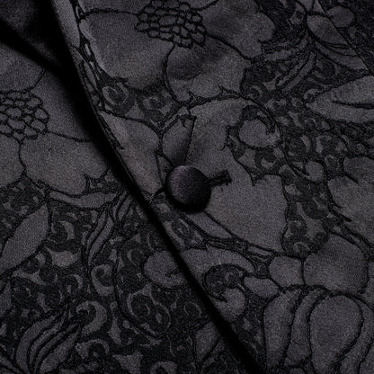 Black Embroidered Floral Tuxedo Jacket tuxedo    - Sophisticated Gentlemen