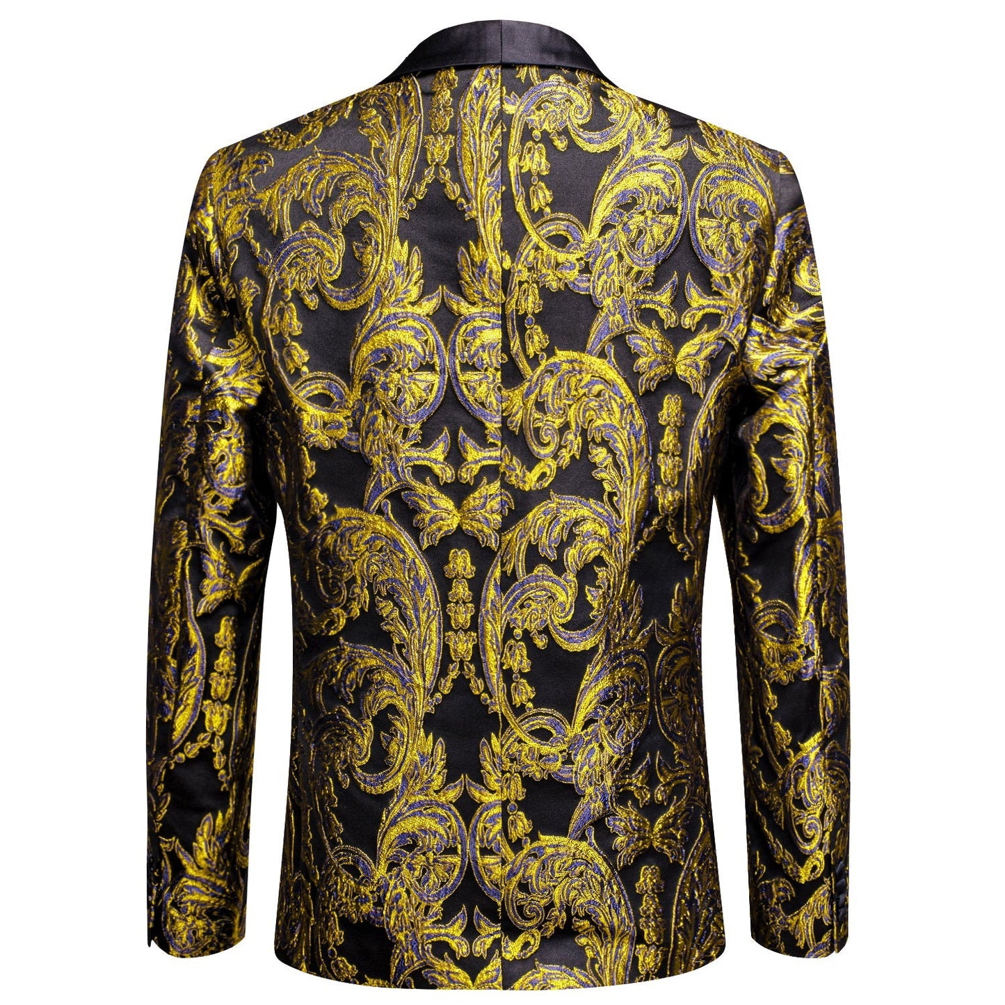 Black and Gold Embroidered Tuxedo Jacket tuxedo    - Sophisticated Gentlemen