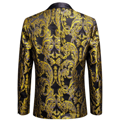 Black and Gold Embroidered Tuxedo Jacket tuxedo    - Sophisticated Gentlemen