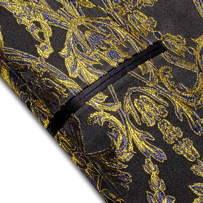 Black and Gold Embroidered Tuxedo Jacket tuxedo    - Sophisticated Gentlemen