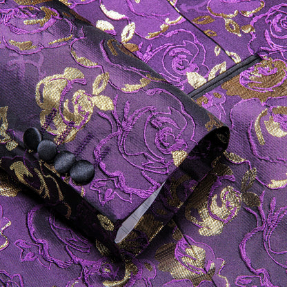 Purple Embroidered Floral Tuxedo Jacket tuxedo    - Sophisticated Gentlemen