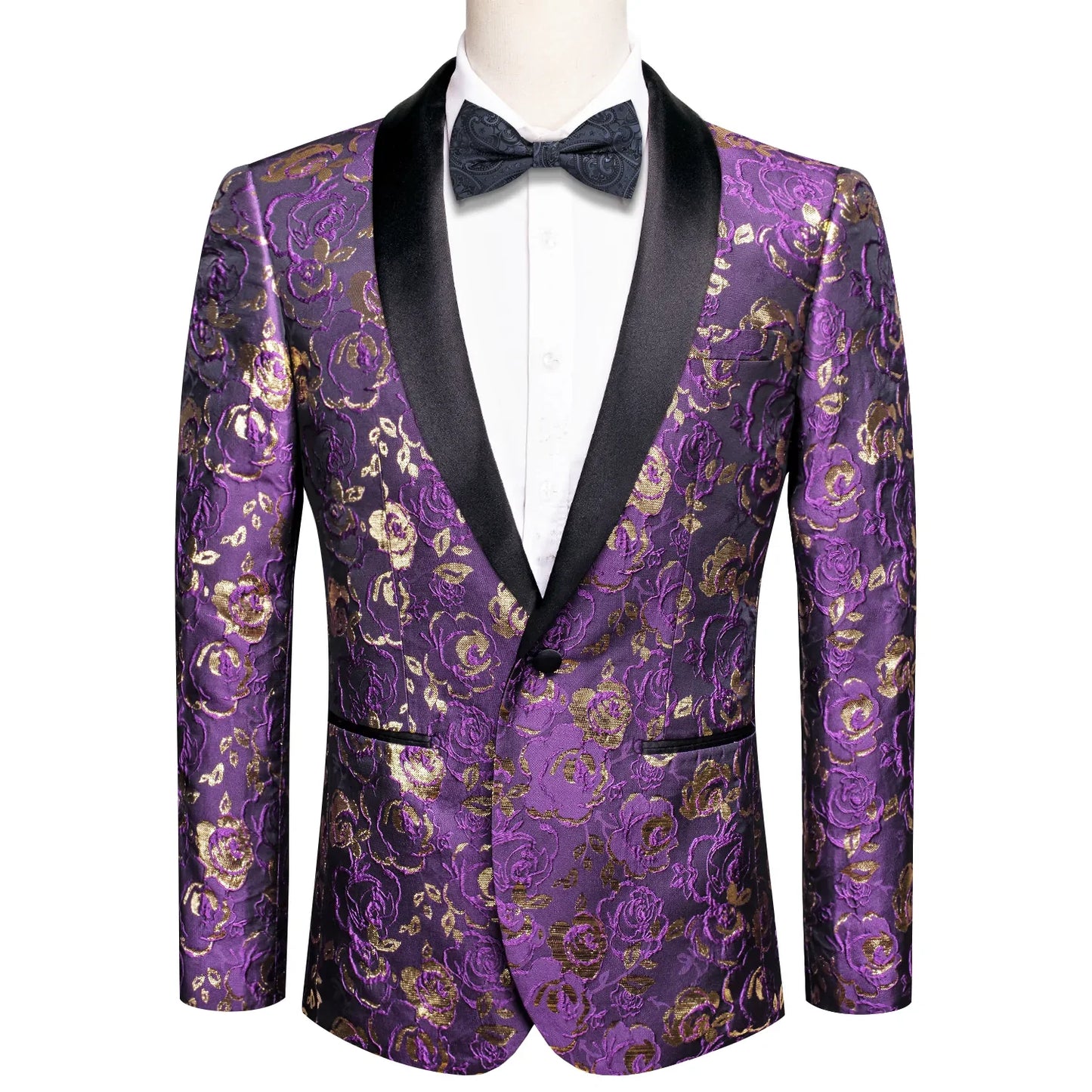 Purple Embroidered Floral Tuxedo Jacket tuxedo S (38)   - Sophisticated Gentlemen