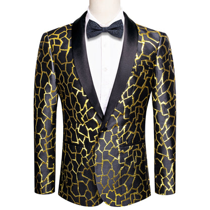 Black and Gold Tuxedo Jacket tuxedo S (38)   - Sophisticated Gentlemen