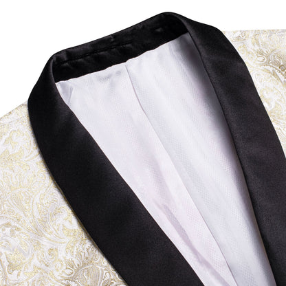 Champagne Embroidered Floral Tuxedo Jacket - SOPHGENT