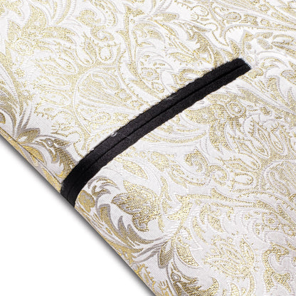 Champagne Embroidered Floral Tuxedo Jacket - SOPHGENT