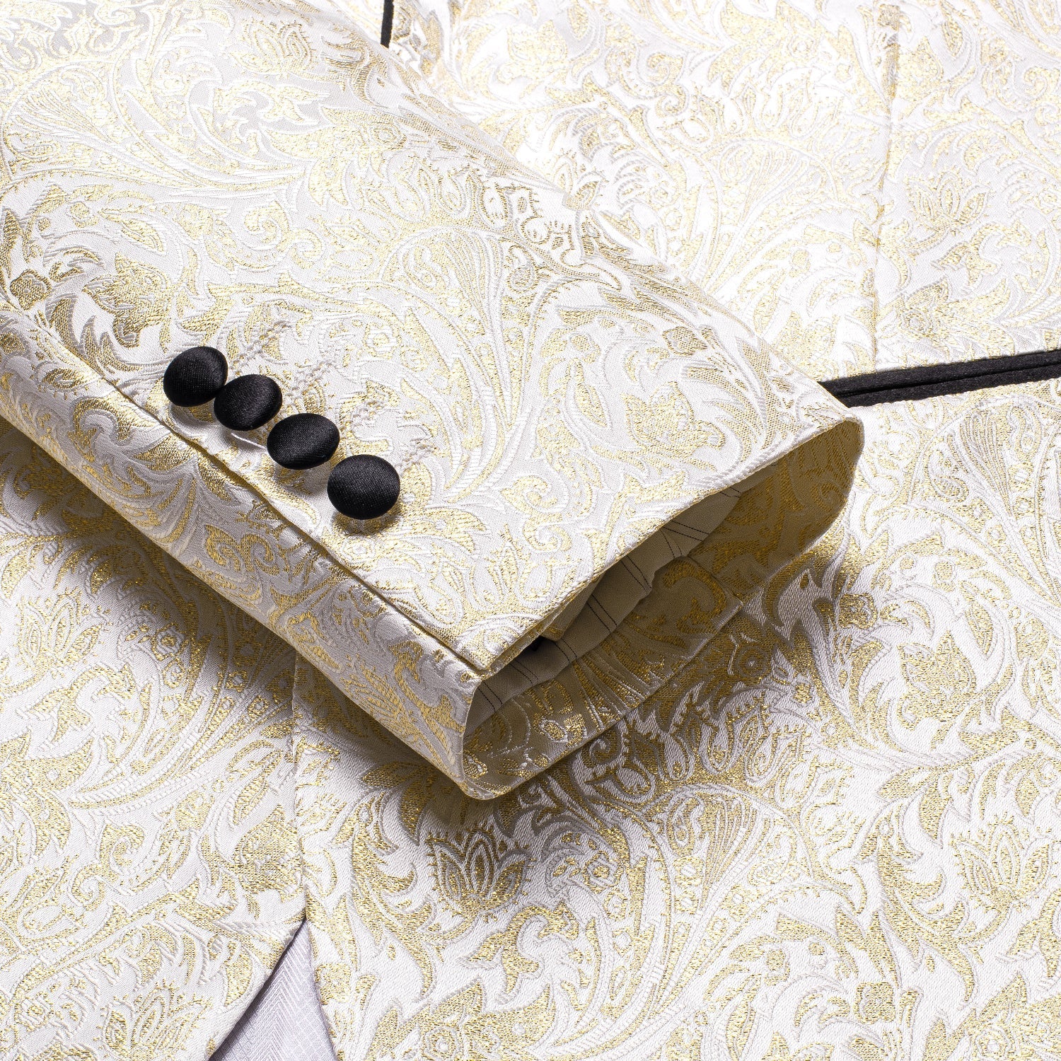 Champagne Embroidered Floral Tuxedo Jacket - SOPHGENT
