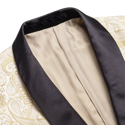 Khaki Embroidered Floral Tuxedo Jacket tuxedo    - Sophisticated Gentlemen