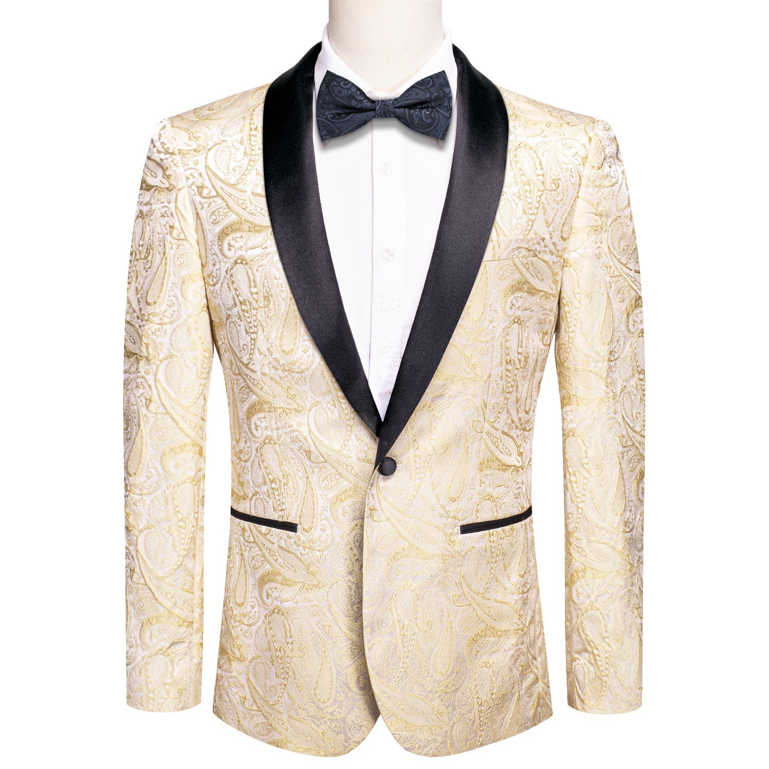 Khaki Embroidered Floral Tuxedo Jacket tuxedo S (38)   - Sophisticated Gentlemen