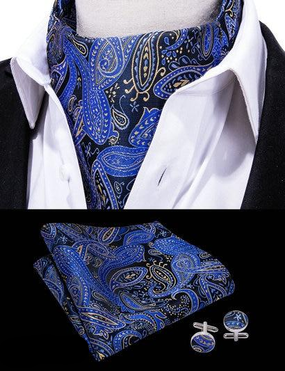 The Deep Sea Ascot, Pocket Square and Cufflinks - SOPHGENT