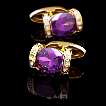 18K Plated Purple And Gold Cufflinks Cufflink    - Sophisticated Gentlemen