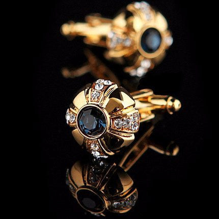 Gold Crystal Cufflinks cufflink    - Sophisticated Gentlemen