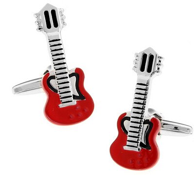 Guitar In Red Cufflinks cufflink    - Sophisticated Gentlemen