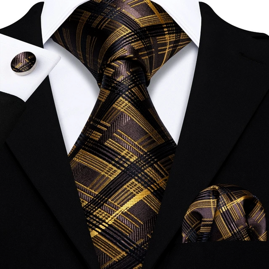 Light Lines Tie, Pocket Square and Cufflinks tie sets Standard packaging   - Sophisticated Gentlemen