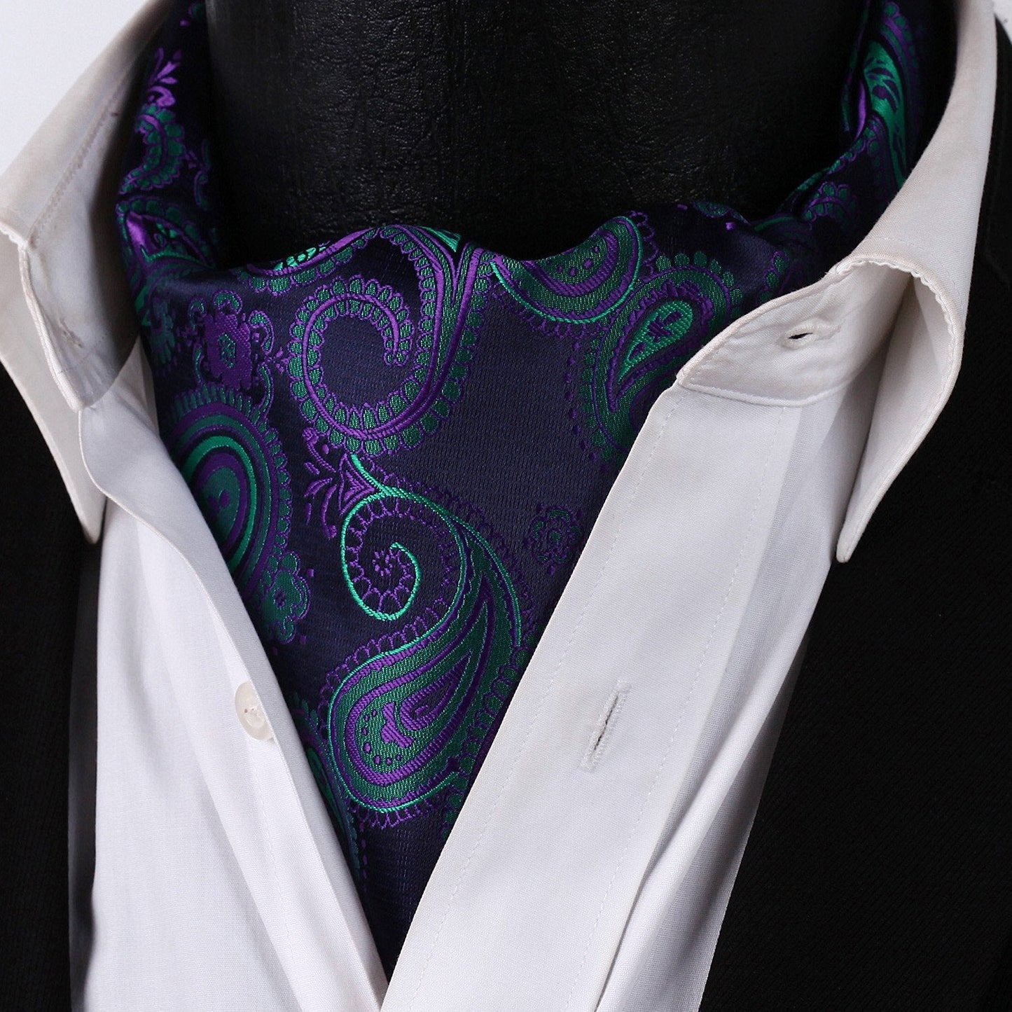 Dark Cross Wind Paisley Ascot and Pocket Square     - Sophisticated Gentlemen