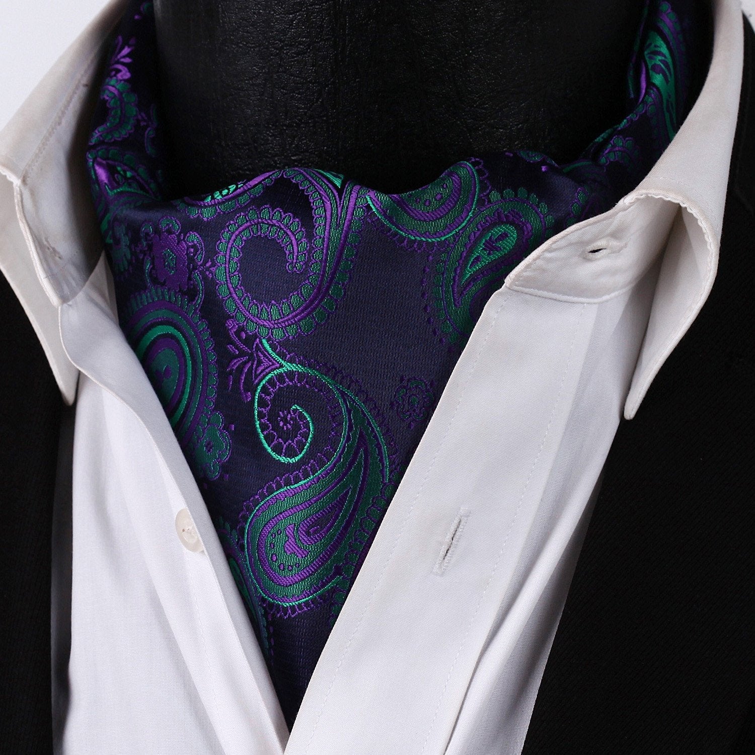 Dark Cross Wind Paisley Ascot and Pocket Square     - Sophisticated Gentlemen