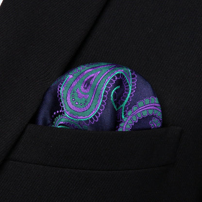 Dark Cross Wind Paisley Ascot and Pocket Square     - Sophisticated Gentlemen