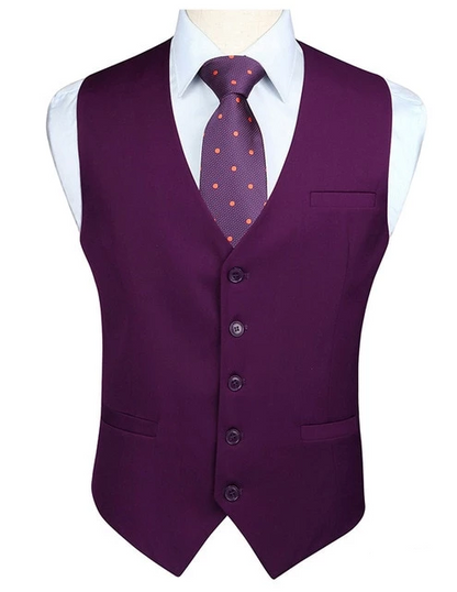 Purple Cotton Vest Vest    - Sophisticated Gentlemen