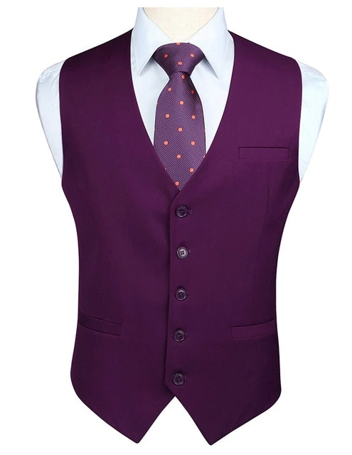 Purple Cotton Vest Vest    - Sophisticated Gentlemen