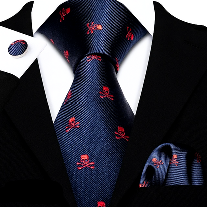 Skulls Premium Tie Set In Red tie sets Standard packaging   - Sophisticated Gentlemen