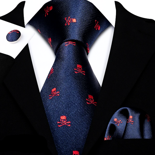Skulls Premium Tie Set In Red tie sets Standard packaging   - Sophisticated Gentlemen