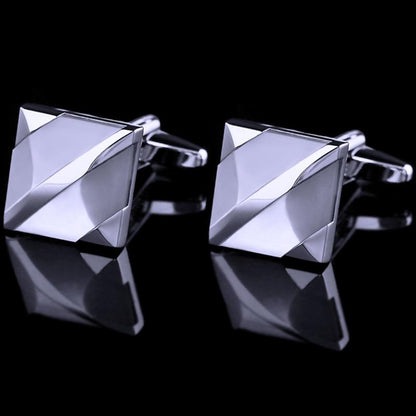 Gent's Silver Plated White Stone Cufflinks-Cufflinks-from-Gentlemanclothing.com.jpg