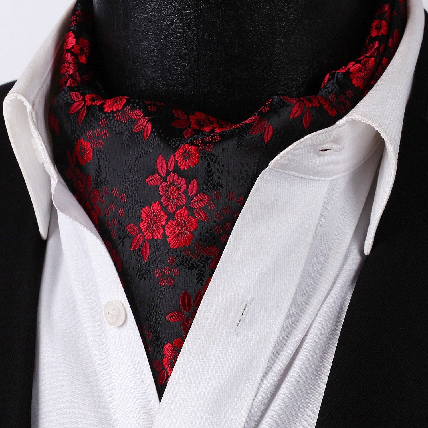 Midnight Rose Ascot and Pocket Square     - Sophisticated Gentlemen