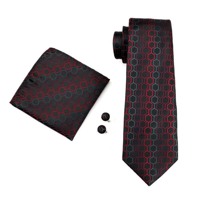 Honeycomb Tie, Pocket Square and Cufflinks tie set    - Sophisticated Gentlemen