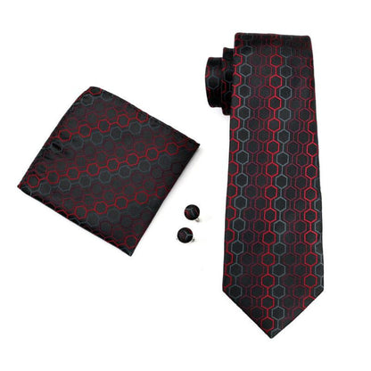 Honeycomb Tie, Pocket Square and Cufflinks tie set    - Sophisticated Gentlemen