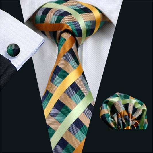All The Way Check Tie, Pocket Square And Cufflinks tie sets Standard packaging   - Sophisticated Gentlemen