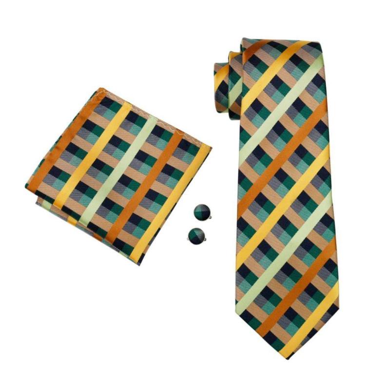 All The Way Check Tie, Pocket Square And Cufflinks tie sets    - Sophisticated Gentlemen