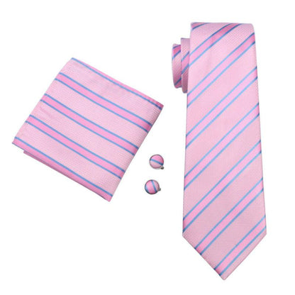 Bubblegum Pink Striped Tie Set tie sets    - Sophisticated Gentlemen