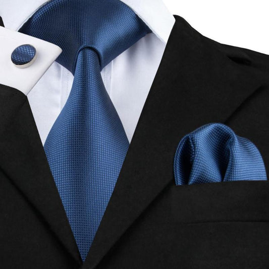 Deep Blue Tie, Pocket Square and Cufflinks tie sets Standard packaging   - Sophisticated Gentlemen